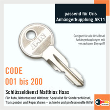 Ersatzschlüssel code 001 gebraucht kaufen  Gefrees