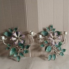 2 Castiçais de parede vintage pintados desgastados chique metal floral pátina, usado comprar usado 2 Castiçais de parede vintage pintados desgastados chique metal floral pátina, usado comprar usado  Enviando para Brazil