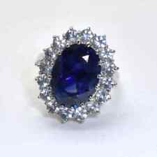 Anel de casamento 7,70 quilates corte oval safira natural e diamante ouro branco 14k 7 8 9, usado comprar usado  Enviando para Brazil