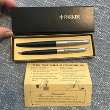 Antigo Conjunto de Caneta-tinteiro e Lápis Parker 45 Azul Escuro na Caixa Original Fabricado nos EUA comprar usado  Enviando para Brazil