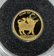 2021 Laos 500 Kip Ano do Boi .585 moeda à prova de ouro 14K 0,5g comprar usado  Enviando para Brazil