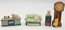 4 móveis de boneca vintage sofá, mesa lateral, relógio, armário baixo gato comprar usado  Enviando para Brazil