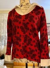 Pulôver Notations suéter colarinho vermelho médio branco camisa preta floral aparência de camada comprar usado  Enviando para Brazil