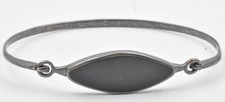 Pulseira vintage de prata esterlina e ônix preto embutido fecho frontal feminina ou feminina, usado comprar usado  Enviando para Brazil