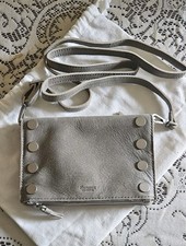 Mini bolsa dobrável "Hammitt" VIP embreagem/crossbody couro nobuck cinza estanho estádio comprar usado  Enviando para Brazil