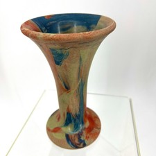 Vaso vintage MCM multicolorido resina plástico baquelite (?) Creme azul vermelho 7,5 pol. comprar usado  Enviando para Brazil