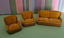 Suite Casa Muñecas Vintage Lundby Terciopelo Color Mostaza - Sofá y Sillones segunda mano  Embacar hacia Mexico