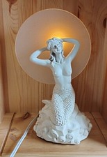 Usado, Abajur de mesa estilo art déco sereia em resina rocha coral abajur vidro fosco bom  comprar usado  Enviando para Brazil