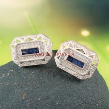 Pedra preciosa de safira azul aquecida com abotoadura de prata esterlina 925 #4237 comprar usado Pedra preciosa de safira azul aquecida com abotoadura de prata esterlina 925 #4237 comprar usado  Enviando para Brazil