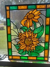Painel de vitral de girassóis pintado à mão comprar usado  Enviando para Brazil