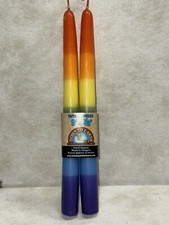 2 velas cônicas arco-íris 9" feitas à mão feitas à mão feitas nos EUA até a terra comprar usado  Enviando para Brazil