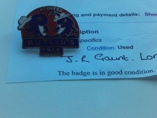 butlins badge for sale  HULL