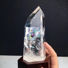 620 g raro natural arco-íris quartzo transparente obelisco cristal torre de energia decoração Reiki comprar usado  Enviando para Brazil