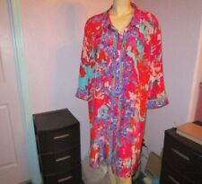 Vestido Soft Surroundings Garden Path tamanho 2X botão leve mangas 3/4 2 comprar usado  Enviando para Brazil