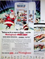 1951 Westinghouse Geladeira Frost Free Natal Papai Noel Vintage Anos 1950 Impressão Anúncio comprar usado  Enviando para Brazil