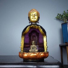 Pintura chinesa antiga em vidro colorida Pequim estátua de nicho budista dourada 11705 comprar usado  Enviando para Brazil