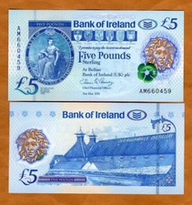 Bank of Ireland, Northern, 5 libras, 2017 P-Novo polímero, UNC comprar usado  Enviando para Brazil
