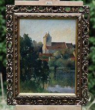 Widok Lyczen, Stare obrazy olejne, sygnowany M.George 1911, Obraz olejny na sprzedaż  PL