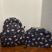 Mochila acolchoada para laptop Vera Bradley Fiesta Flamingo e kit de almoço rosa marinho comprar usado  Enviando para Brazil
