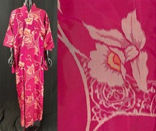 Antigo Roupão Quimono Japonês de Seda Magenta Tecido à Mão Ikat Orquídea Teia de Aranha Antigo Antigo Antigo Antigo comprar usado  Enviando para Brazil