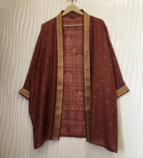 Usado, Pure Seta Corto Kimono Spolverino Giacca Cardigan Capo Loose Vestaglia Castano comprar usado  Enviando para Brazil