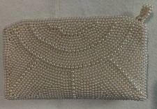 Bolsa de noite marfim imitação pérola enfeitada bolsa de embreagem forro de cetim B10 comprar usado  Enviando para Brazil