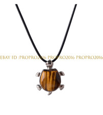 Pingente de tartaruga olho de tigre amarelo natural corda de couro preto colar de joias  comprar usado  Enviando para Brazil