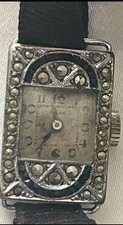 Vintage Art Deco Relógio Feminino Prata com Marcasita e Ônix 1920’s-30’s comprar usado  Enviando para Brazil