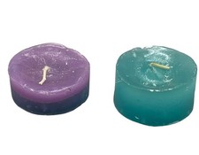 conjunto de 2 velas feitas à mão azul roxo em camadas círculo de 2,5" LEIA comprar usado  Enviando para Brazil