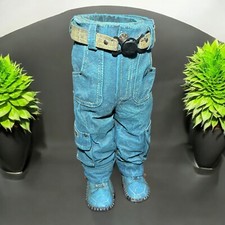 Jeans jeans azul cowboy grande plantador de resina estátua de 16" de altura com cinto raro! comprar usado  Enviando para Brazil