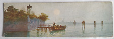 MARCADOR Antiguo Venecia Postal Laguna Veneciana Barco Pintura De Colección ARTE segunda mano  Embacar hacia Argentina