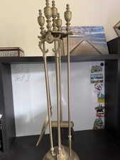 "Juego complementario vintage rústico de latón pesado junto al fuego 32"" de alto posiblemente francés" segunda mano  Embacar hacia Mexico
