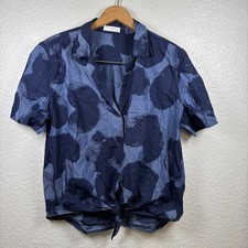 Equipamiento Mujer - Camisa Manga Corta Azul Marino Estampado Corazón Botón y Nudo Delantero L segunda mano  Embacar hacia Mexico
