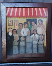 Pintura em tela a óleo arte popular original assinada quadro Gloria Laposka família italiana, usado comprar usado  Enviando para Brazil