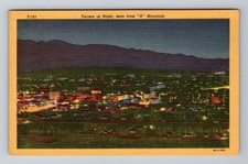 Cartão postal vintage Tucson AZ-Arizona, Tucson à noite visto de uma montanha comprar usado  Enviando para Brazil