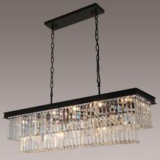 Lustres de cristal para luminárias de sala de jantar sobre mesa, 15 luzes pretas... comprar usado  Enviando para Brazil