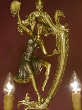 LUSTRE ANTIGO VINTAGE LATÃO LÂMPADA 8 BRAÇOS ILUMINAÇÕES ESPANHOLAS FIGURA FEMININA comprar usado  Enviando para Brazil