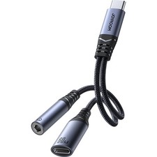 Adapter, 2-w-1 Joyroom SY-C02, USB-C - USB-C PD / Jack 3,5mm DAC, czarny na sprzedaż  Wysyłka do Poland