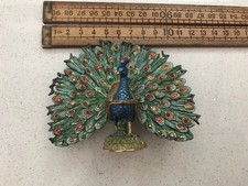 Metal enamelled peacock for sale  LEIGHTON BUZZARD