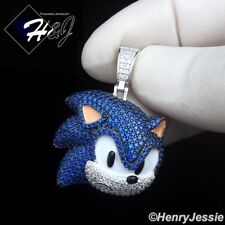 PINGENTE DE DESENHO ANIMADO SONIC 3D PRATA ESTERLINA FULL BLING AZUL CZ HIPHOP*SBP489 comprar usado  Enviando para Brazil