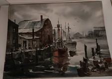 Lebre John Cuthbert Vintage Original Aquarela Barcos de Pesca Marinha Doca Assinada comprar usado  Enviando para Brazil