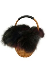 Usado, Bolsa cesta de pele de raposa Viola D'Oro usada 2 vias camelo multicolorida marrom para mulheres comprar usado  Enviando para Brazil