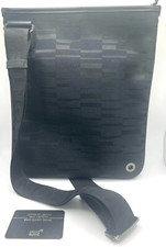 Bolsa tiracolo Montblanc couro preto com lona carteiro de viagem comprar usado  Enviando para Brazil