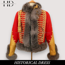Usado, Jaqueta Napoleônica de Lã Vermelha Hussar Pelisse, Casaco Coronel Major Horse Guard comprar usado  Enviando para Brazil
