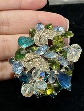 Broche vintage de strass verde e azul Kramer NY comprar usado  Enviando para Brazil
