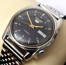 Vintage Seiko 5 Relógio Automático Masculino Mostrador Preto Caixa Tamanho 35.7mm comprar usado  Enviando para Brazil