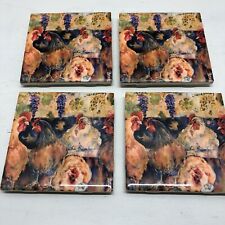 Conjunto de 4 porta-copos decoração rebites cerâmica vitrificada campo galinhas fazenda 4 x 4 comprar usado  Enviando para Brazil