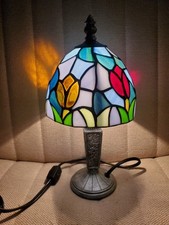 Abajur vintage inspirado na Tiffany com vitral tulipa padrão floral , usado comprar usado  Enviando para Brazil