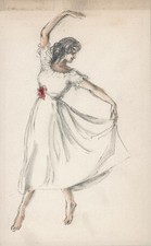 ESTUDO DE DANÇARINA DE BALÉ ALEMÃ Pintura em Aquarela 1931 VESTIDO PRATA SPITZEN, usado comprar usado  Enviando para Brazil