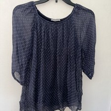 Blusa pulôver pequena Viola Borghi Itália seda azul bolinhas manga 3/4, usado comprar usado  Enviando para Brazil
